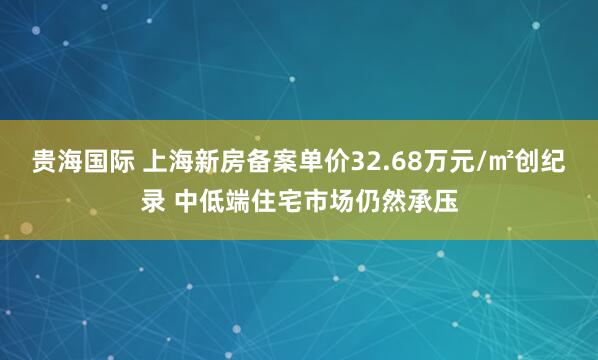 贵海国际 上海新房备案单价32.68万元/㎡创纪录 中低端住宅市场仍然承压