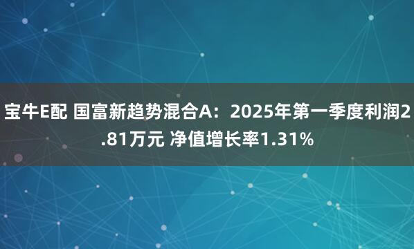 宝牛E配 国富新趋势混合A：2025年第一季度利润2.81万元 净值增长率1.31%