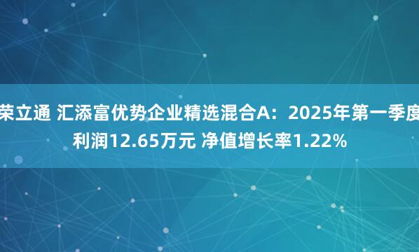 荣立通 汇添富优势企业精选混合A：2025年第一季度利润12.65万元 净值增长率1.22%
