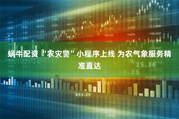 蜗牛配资 “农灾警”小程序上线 为农气象服务精准直达